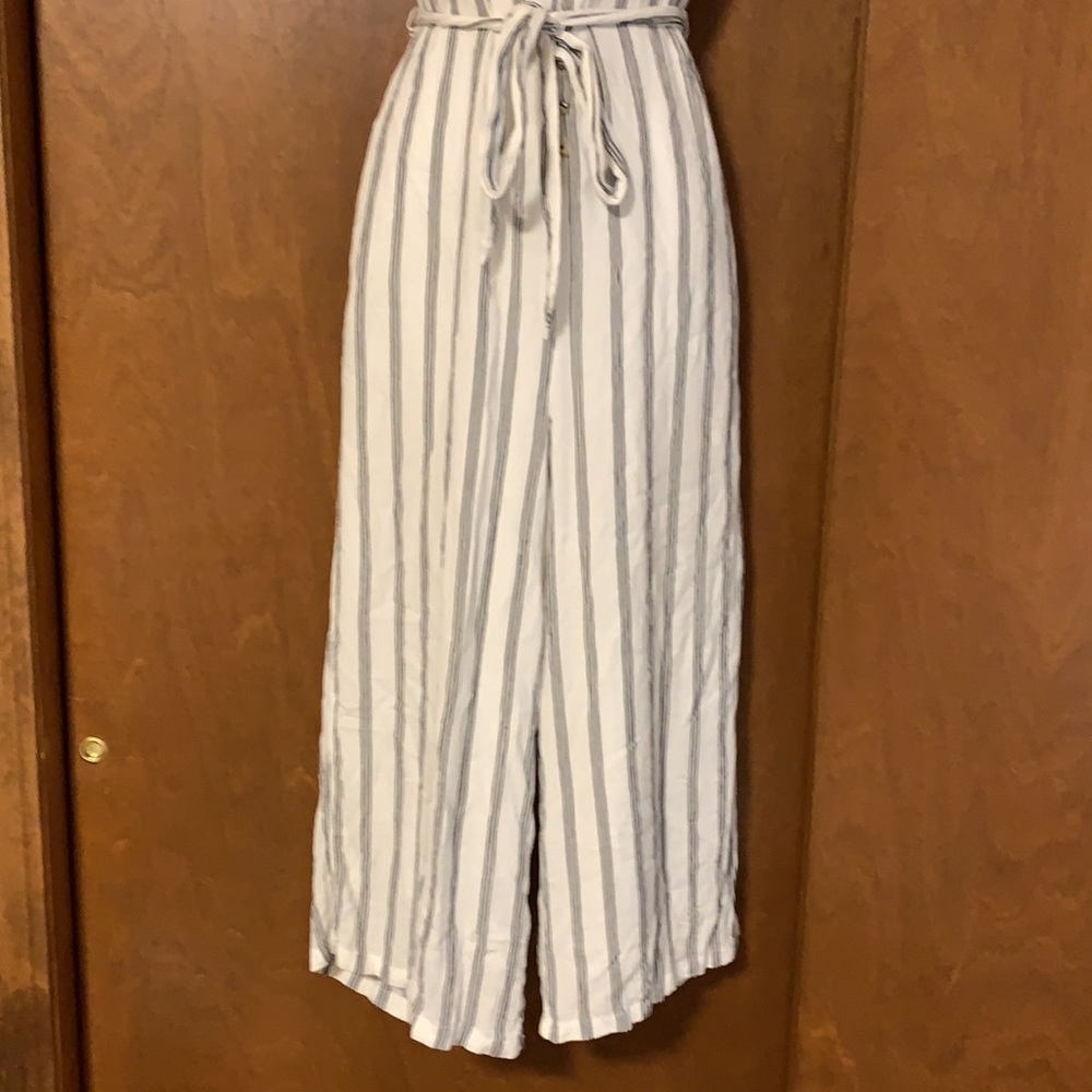 Striped Black & White Jumpsuit - Picture 2 of 10